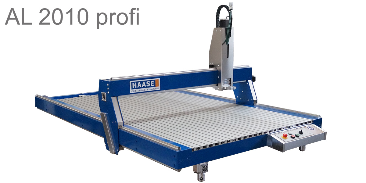 AL2010_profi_HaaseCNC Haase AL2010 Profi CNC-Fräsmaschine mit stabilem Aluminium-Rahmen, T-Nutentisch und doppelt kugelgelagerten Rollenführungen